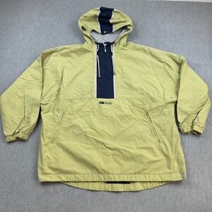 Vintage Nike Anorak Jacket Women XL 16-18 Green Pullover Windbreaker Hooded 90'S